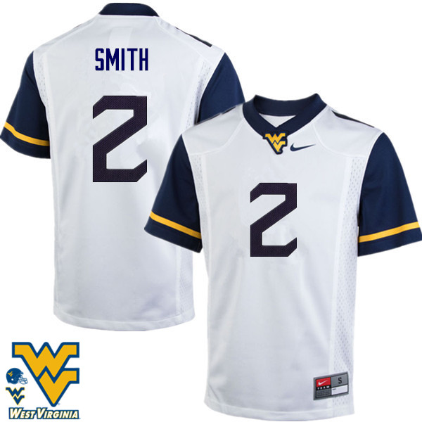 NCAA Men's Dreamius Smith West Virginia Mountaineers White #2 Nike Stitched Football College Authentic Jersey LO23N83SX